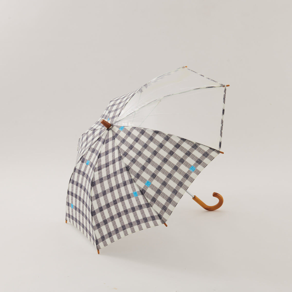 392plusm S33004 gingham キッズ雨傘 45cm ブラック