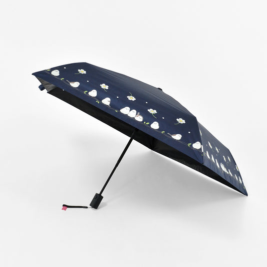 花朵與銀喉長尾山雀|遮光・隔熱 自動開合|晴雨兩用 摺傘 50cm