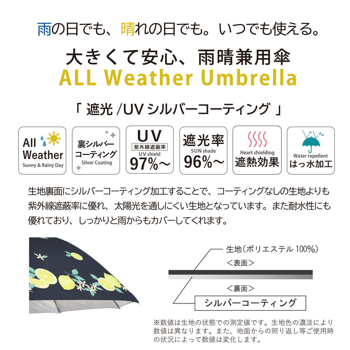 Anemone|遮光・遮熱 ジャンプ|晴雨兼用 長傘 60cm