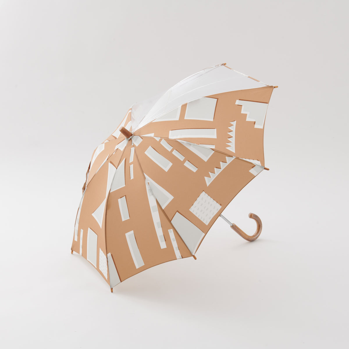 392plusm feeling柄 キッズ雨傘50cm ブラウン 全体
