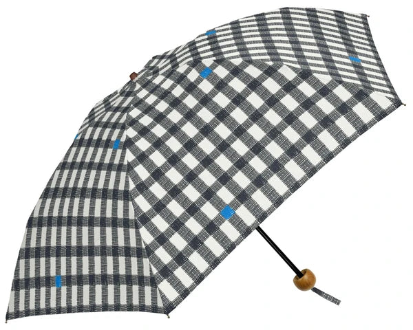 392plusm | gingham e-mini 折りたたみ雨傘 50cm | S41004 ブラック