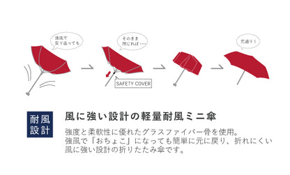 大きい水玉と猫｜耐風折りたたみ傘 55cm