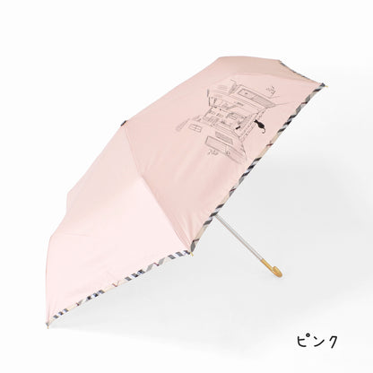 チェックパイピングと猫｜耐風折りたたみ傘 55cm