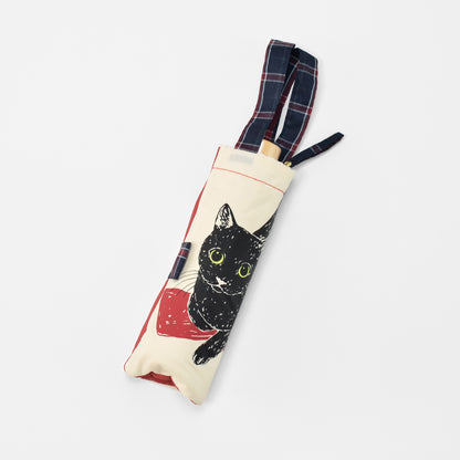 黒猫｜耐風折りたたみ傘 55cm（吸水トートバッグ付）