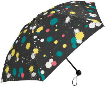392plusm ペンキ柄 e-mini 折りたたみ雨傘 55cm ブラック