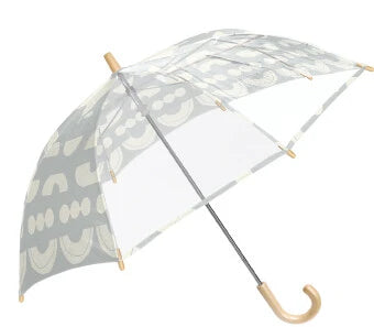 392plusm MK498400 透明窓付き子供雨傘45cm オフ白・開いた商品単体