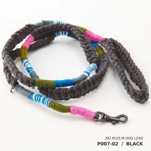392plusm P007 dog lead BLACK マクラメ編みドッグリード