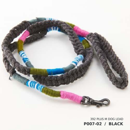 392plusm P007 dog lead BLACK マクラメ編みドッグリード