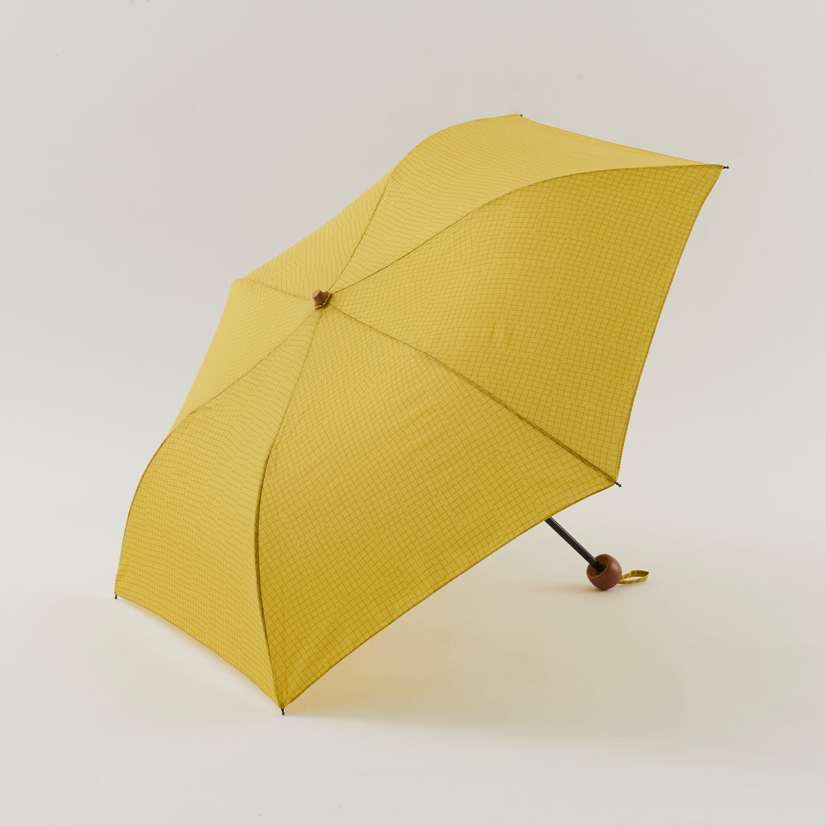 392plusm チェック柄 折りたたみ雨傘 50cm イエロー 商品画像