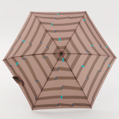 392plusm ボーダー柄 5段ミニ 折りたたみ雨傘 50cm ブラウン 商品画像