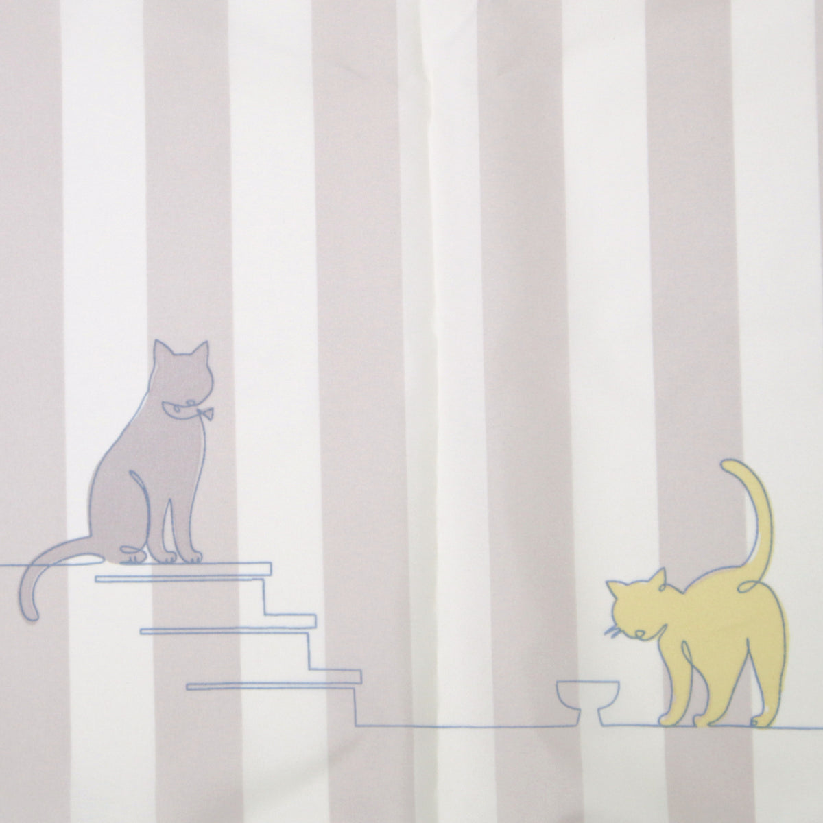 Line＆CATストライプ｜軽量コンパクト折りたたみ雨傘 50cm（トートバッグ付）