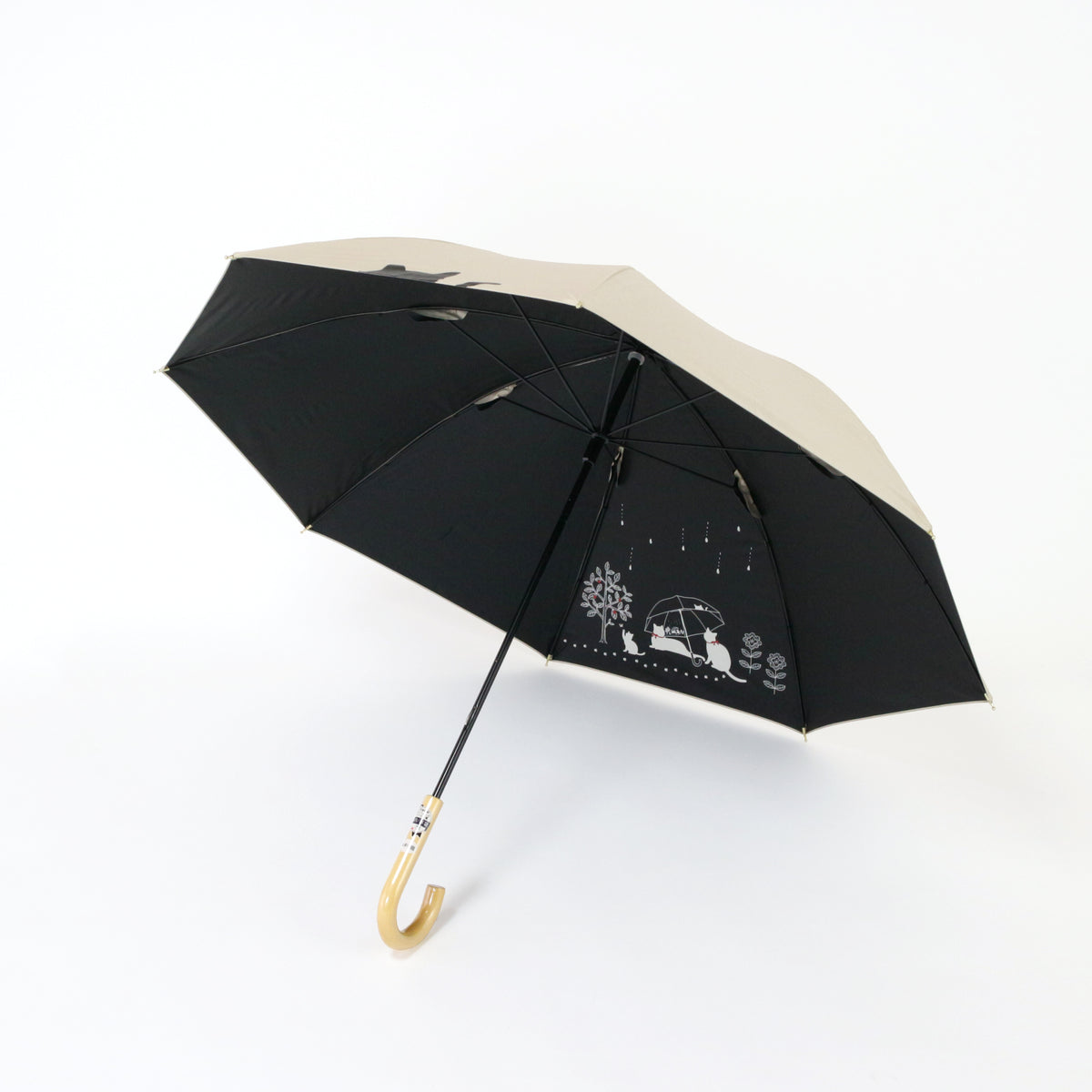 傘と猫 25SS Ver.｜遮光・遮熱 手開き｜晴雨兼用 長傘 50cm