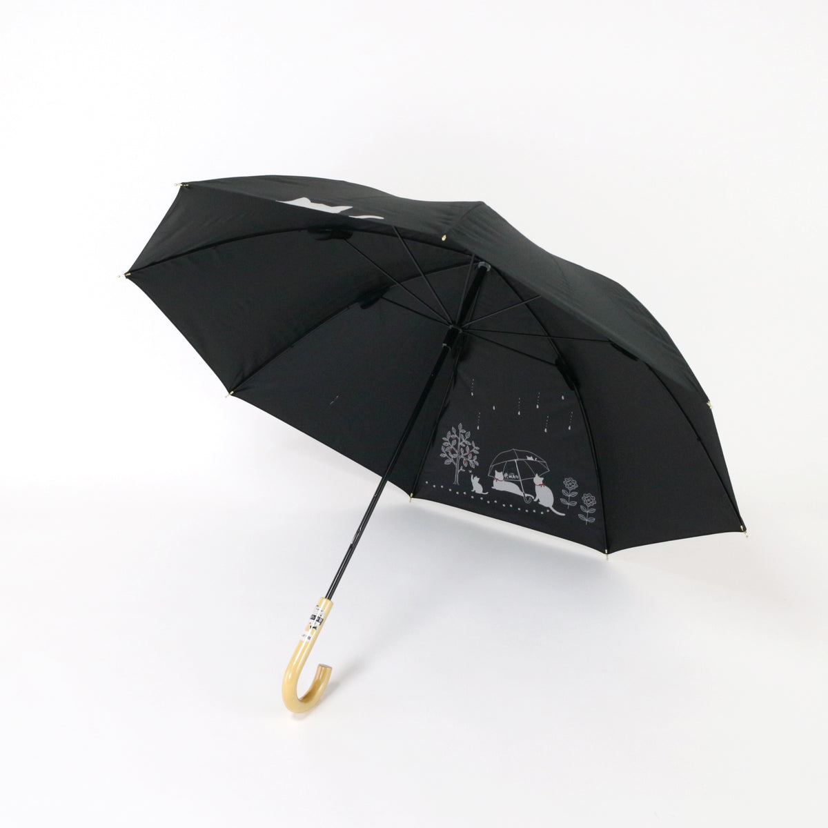 傘と猫 25SS Ver.｜遮光・遮熱 手開き｜晴雨兼用 長傘 50cm