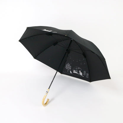 傘と猫 25SS Ver.｜遮光・遮熱 手開き｜晴雨兼用 長傘 50cm