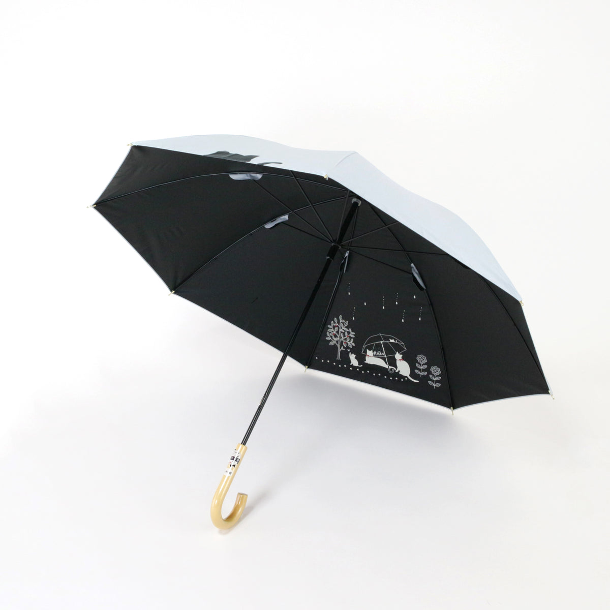 傘と猫 25SS Ver.｜遮光・遮熱 手開き｜晴雨兼用 長傘 50cm