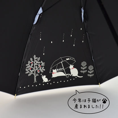傘と猫 25SS Ver.｜遮光・遮熱 手開き｜晴雨兼用 長傘 50cm