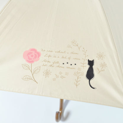 バラと猫｜遮光・遮熱｜晴雨兼用 折りたたみ傘 50cm