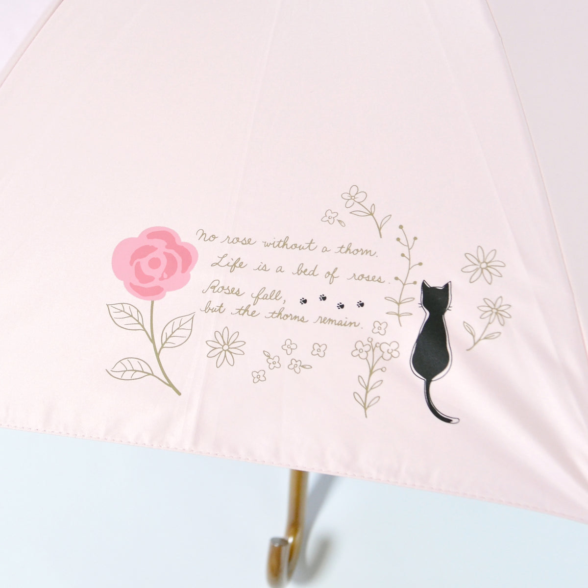 バラと猫｜遮光・遮熱｜晴雨兼用 折りたたみ傘 50cm