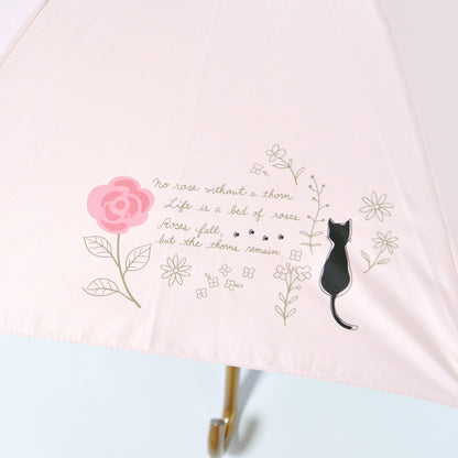 バラと猫｜遮光・遮熱｜晴雨兼用 折りたたみ傘 50cm