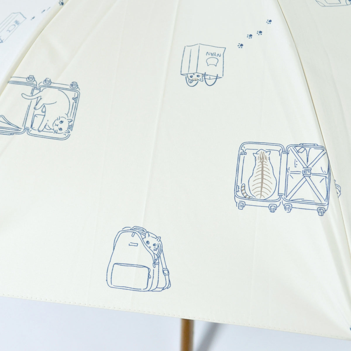 おでかけと猫｜遮光・遮熱｜晴雨兼用 折りたたみ傘 50cm