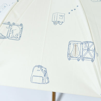 おでかけと猫｜遮光・遮熱｜晴雨兼用 折りたたみ傘 50cm