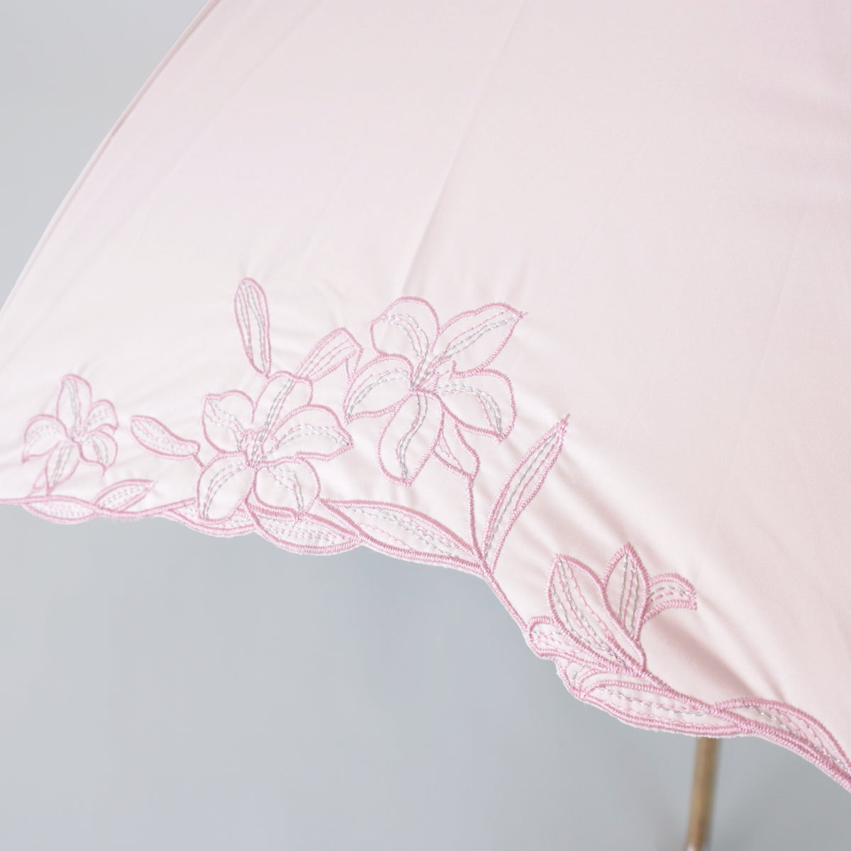 リリー刺繍｜遮光・遮熱｜晴雨兼用 折りたたみ傘 50cm