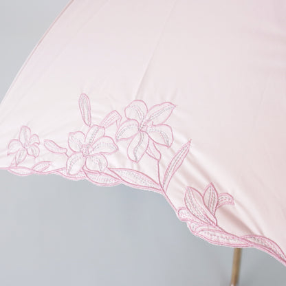 リリー刺繍｜遮光・遮熱｜晴雨兼用 折りたたみ傘 50cm