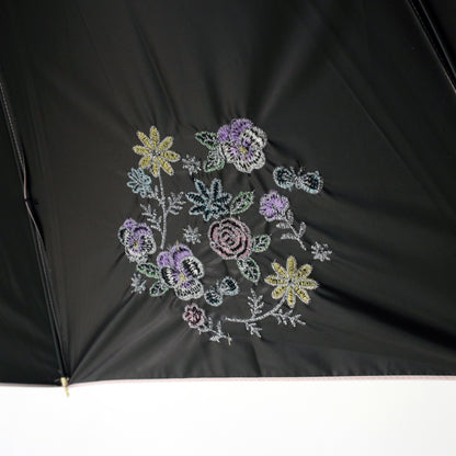 ブーケ刺繍｜遮光・遮熱 手開き｜晴雨兼用 長傘 55cm
