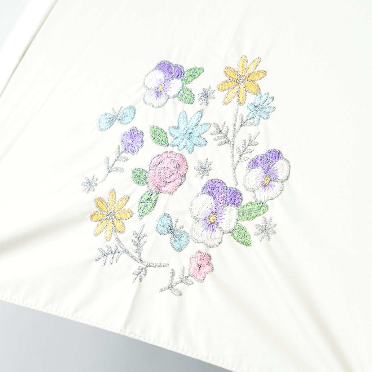 ブーケ刺繍｜遮光・遮熱 手開き｜晴雨兼用 長傘 55cm