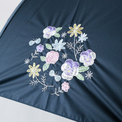 ブーケ刺繍｜遮光・遮熱｜晴雨兼用 折りたたみ傘 50cm
