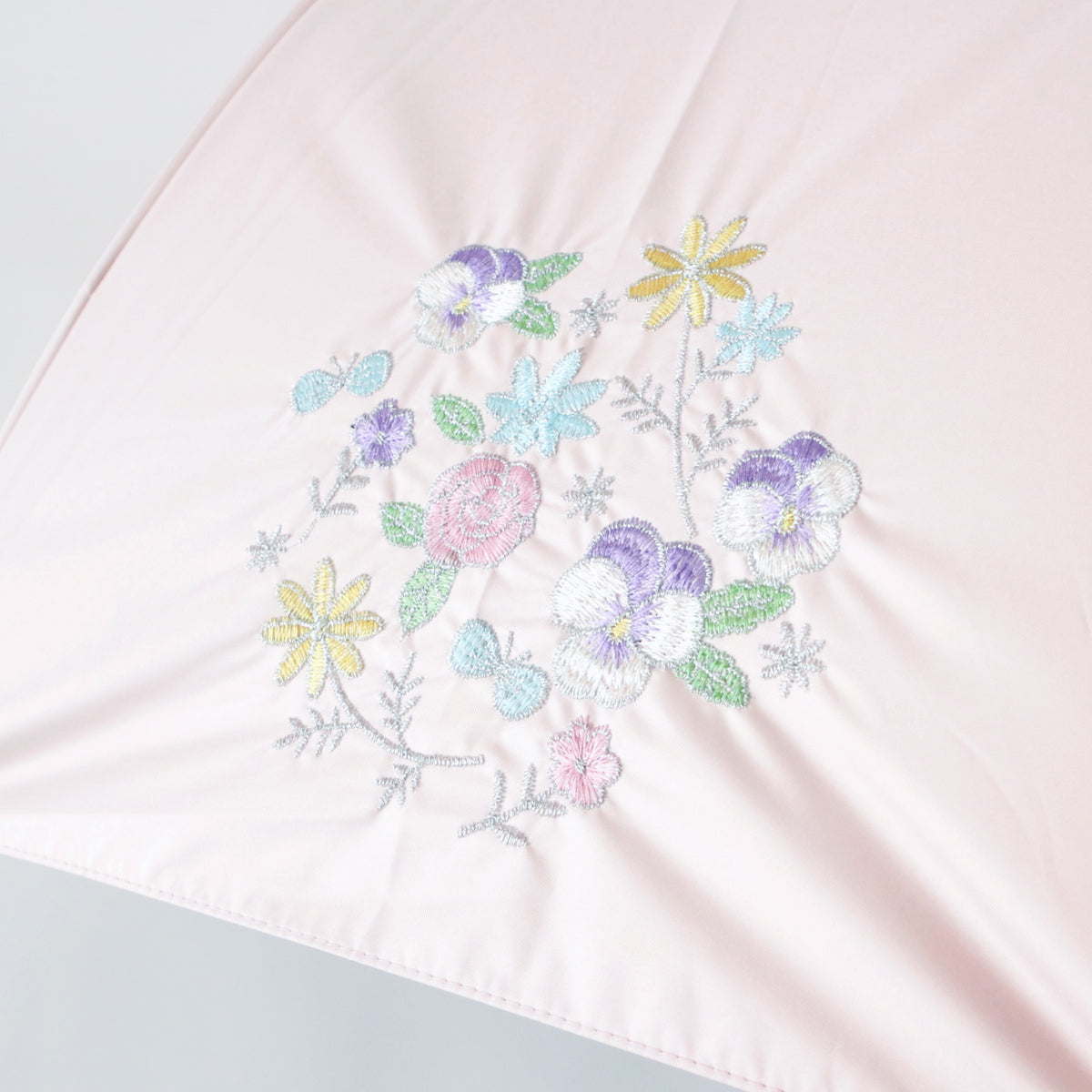 ブーケ刺繍｜遮光・遮熱｜晴雨兼用 折りたたみ傘 50cm