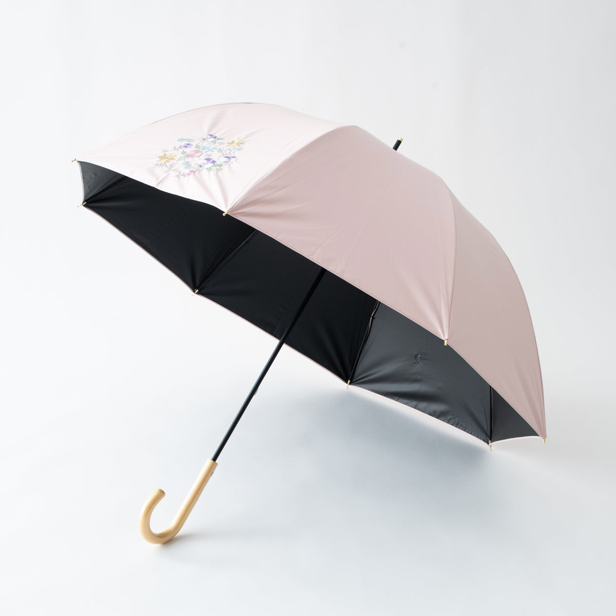 ブーケ刺繍｜遮光・遮熱 手開き｜晴雨兼用 長傘 55cm