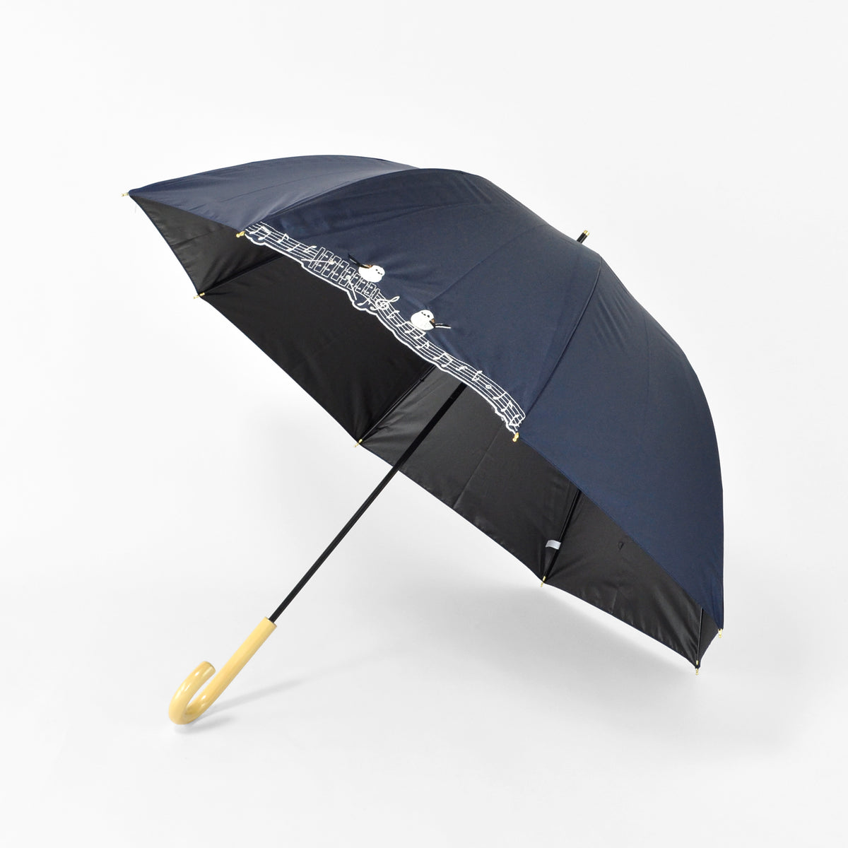 シマエナガと音符と木琴｜遮光・遮熱 手開き｜晴雨兼用 長傘 55cm