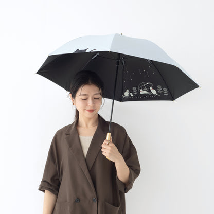 傘と猫｜遮光・遮熱 手開き｜晴雨兼用 長傘 50cm
