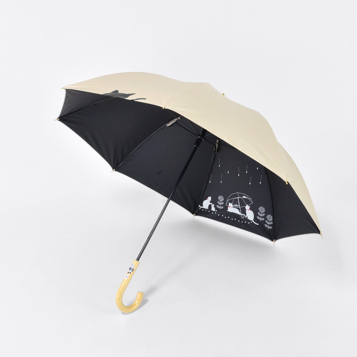傘と猫｜遮光・遮熱 手開き｜晴雨兼用 長傘 50cm