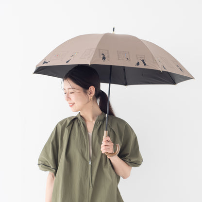 ミュージアムCAT｜遮光・遮熱 手開き｜晴雨兼用 長傘 50cm