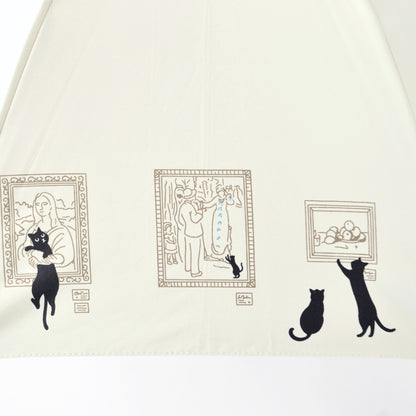 ミュージアムCAT｜遮光・遮熱 手開き｜晴雨兼用 長傘 50cm