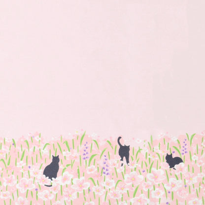 お花畑と猫｜遮光・遮熱 自動開閉｜晴雨兼用 折りたたみ傘 50cm