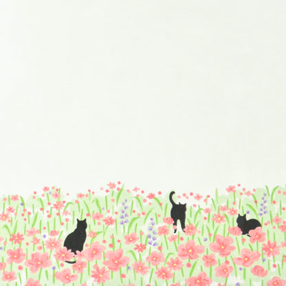 お花畑と猫｜遮光・遮熱｜晴雨兼用 折りたたみ傘 50cm