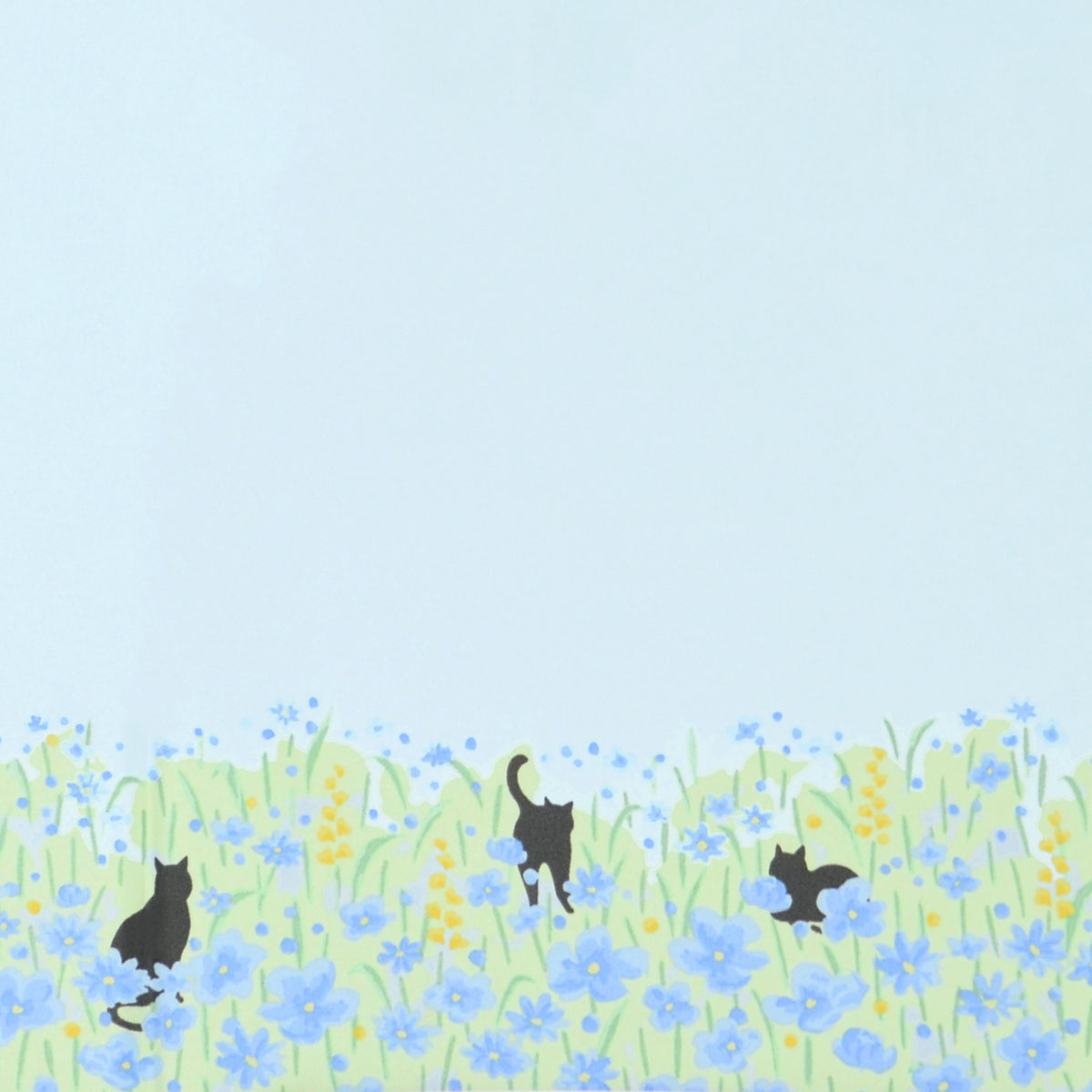 お花畑と猫｜遮光・遮熱 自動開閉｜晴雨兼用 折りたたみ傘 50cm