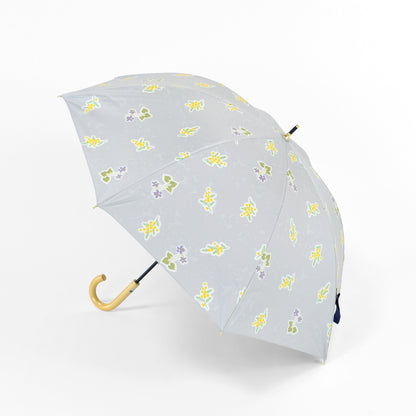 ミモザとスミレ｜遮光・遮熱 手開き｜晴雨兼用 長傘 50cm