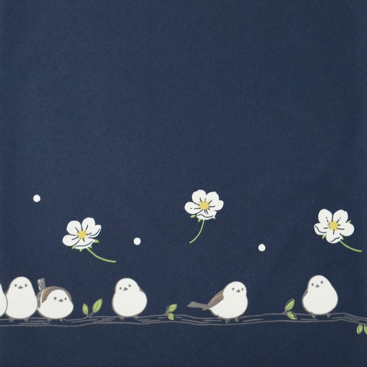 お花とシマエナガ｜遮光・遮熱 自動開閉｜晴雨兼用 折りたたみ傘 50cm