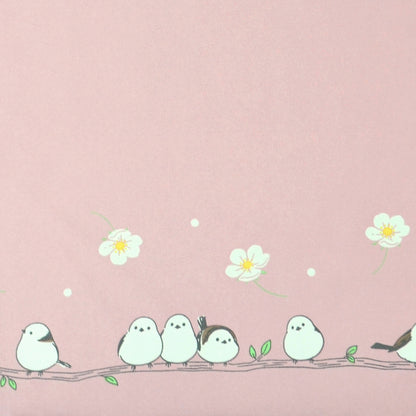 お花とシマエナガ｜遮光・遮熱｜晴雨兼用 折りたたみ傘 50cm