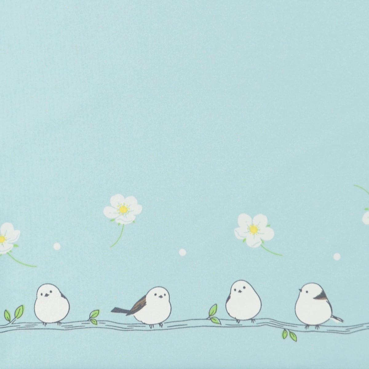 お花とシマエナガ｜遮光・遮熱｜晴雨兼用 折りたたみ傘 50cm