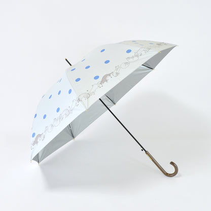 猫と水玉｜遮光・遮熱 ジャンプ｜晴雨兼用 長傘 60cm