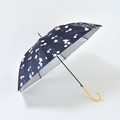 お花と文鳥｜遮光・遮熱 ジャンプ｜晴雨兼用 長傘 60cm