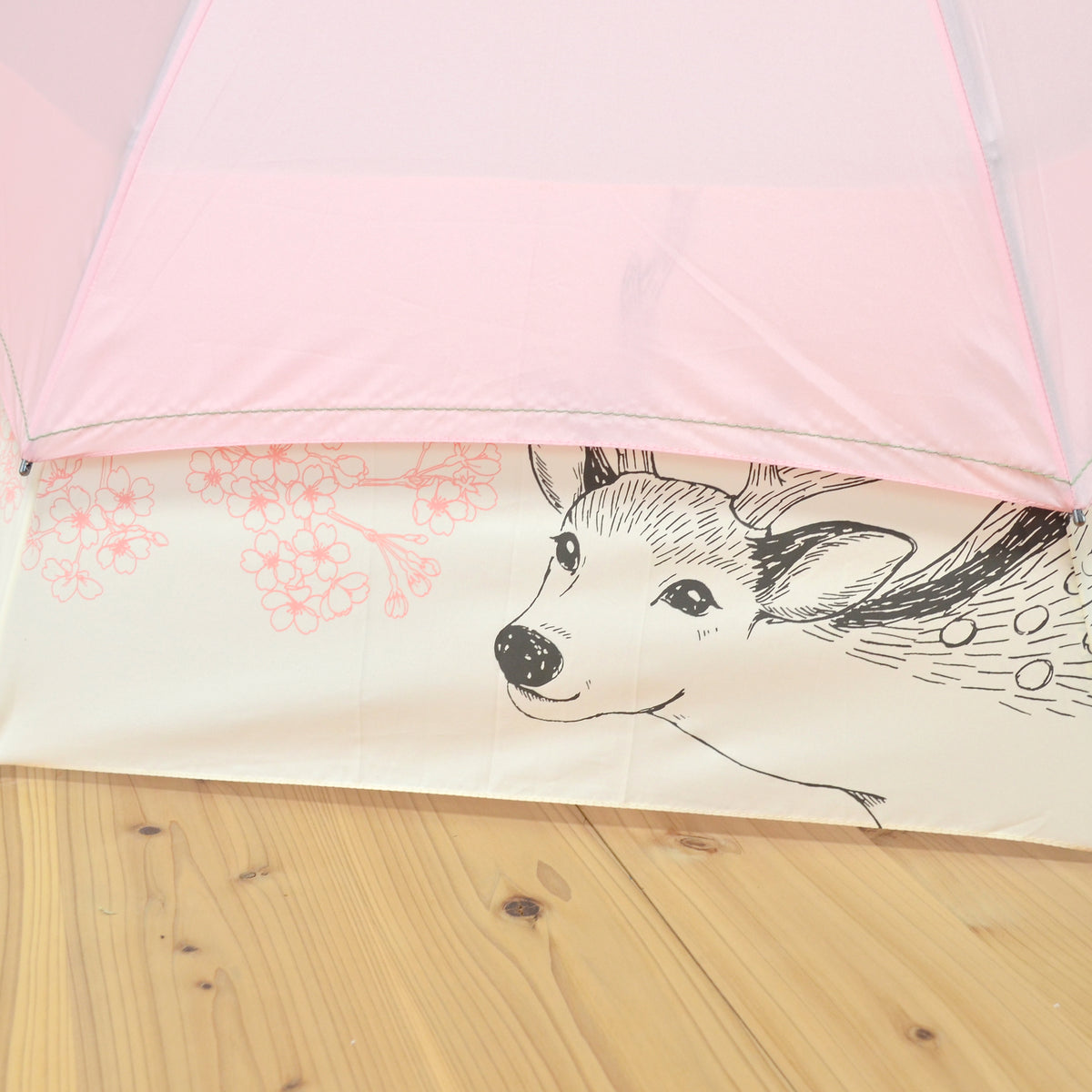 鹿と桜｜バックスライド・ジャンプ長傘 60cm