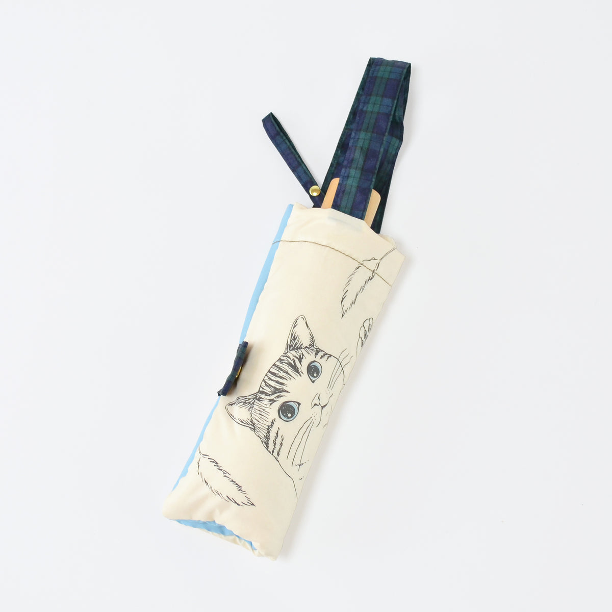トラ猫｜耐風折りたたみ傘 55cm（吸水トートバッグ付）
