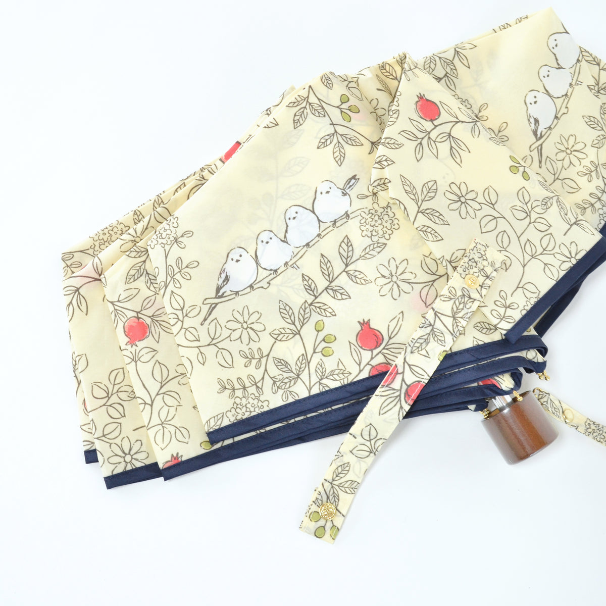 ザクロとシマエナガ｜耐風折りたたみ傘 55cm