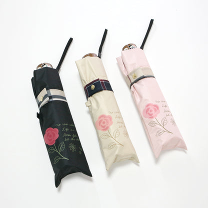 バラと猫｜遮光・遮熱｜晴雨兼用 折りたたみ傘 50cm